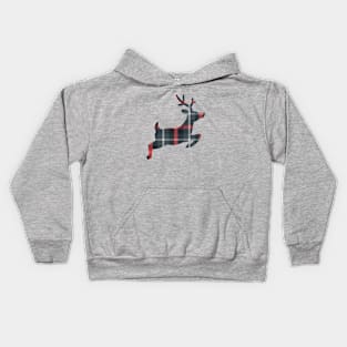 Christmas Plaid Flying Reindeer Kids Hoodie